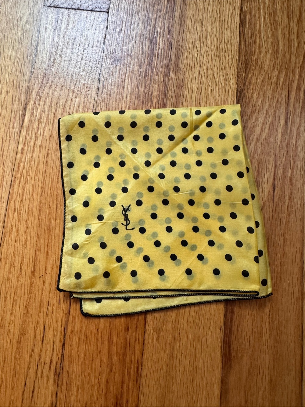 Vintage YSL yellow and black pocket square scarf
